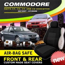HOLDEN COMMODORE VT VX VY VZ BLACK CUSTOM MADE SEAT COVERS F+R 1997-2006